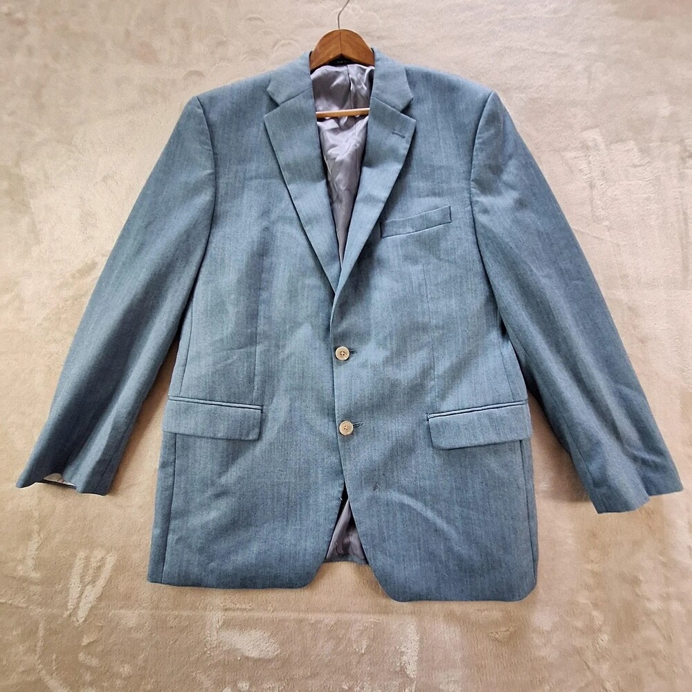 Lauren Ralph Lauren Sport Coat Mens 42R Blue Poly Rayon Single Vent 2 Btn Jacket